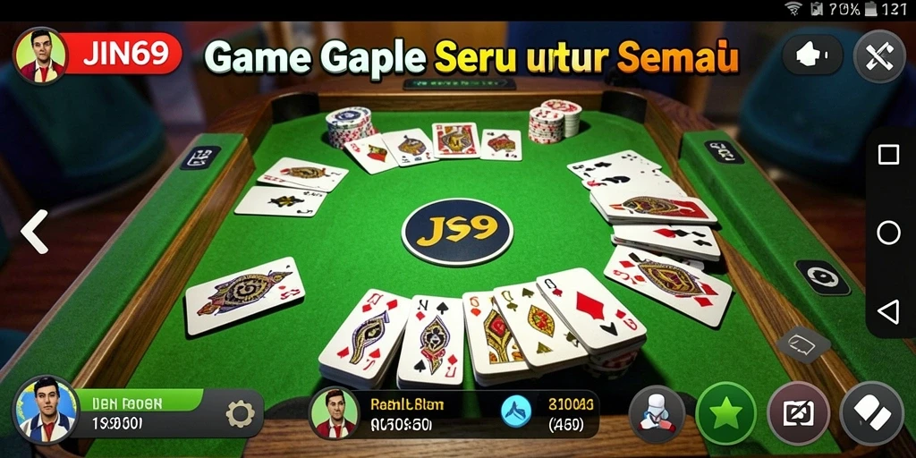 Tampilan menarik dari gameplay Gaple JIN69 yang seru.