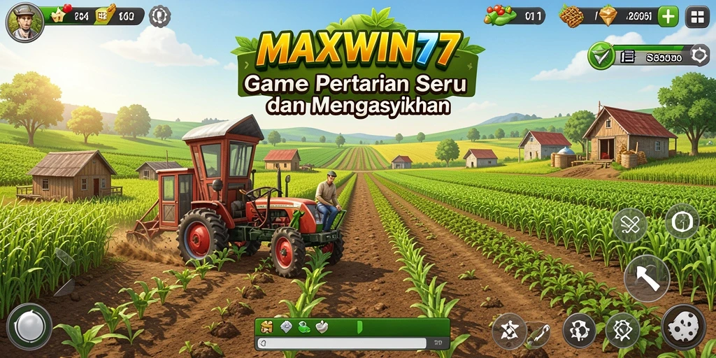Tampilan gameplay pertanian yang menarik dan seru.