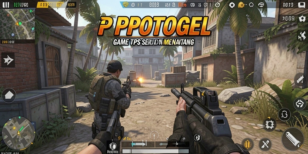 Screenshot utama POPOTOGEL menampilkan aksi gameplay TPS yang mendebarkan.