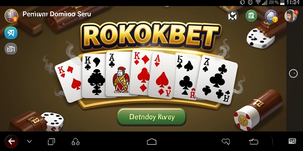 Tampilan gameplay seru dari ROKOKBET saat pemain berkompetisi di medan permainan domino.