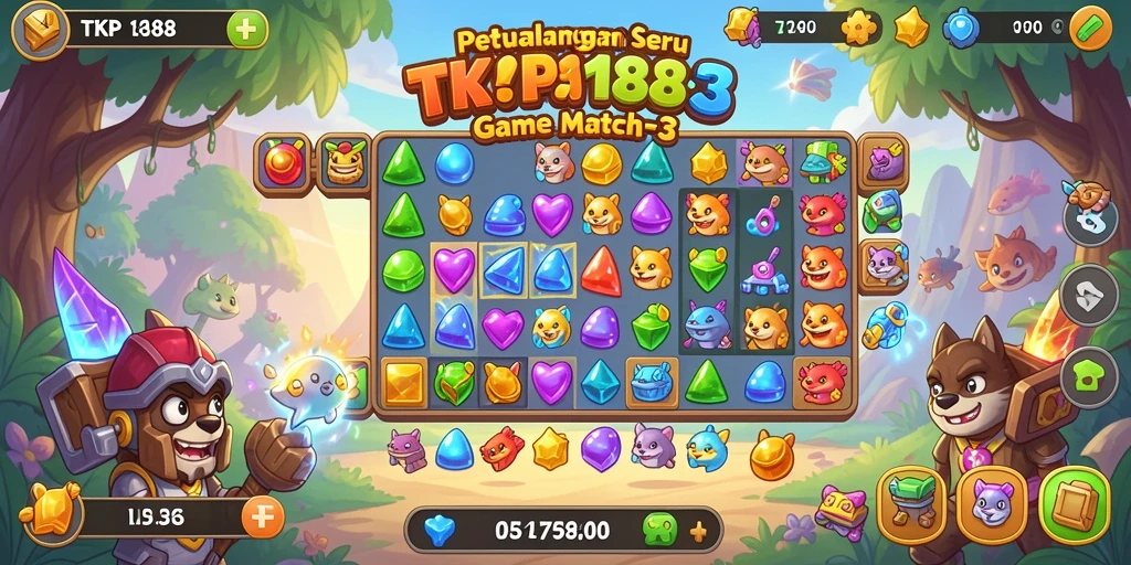 Tampilan gameplay TKP188 dengan objek berwarna cerah dalam aksi.