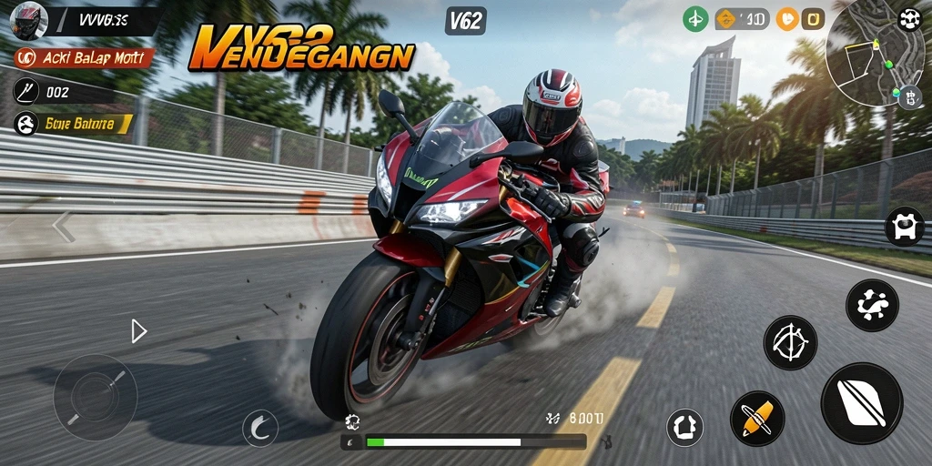 Tampilan aksi balap motor yang mendebarkan di VV62.