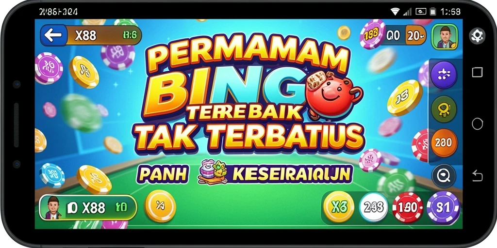 Gameplay X88 yang seru dengan papan Bingo interaktif.
